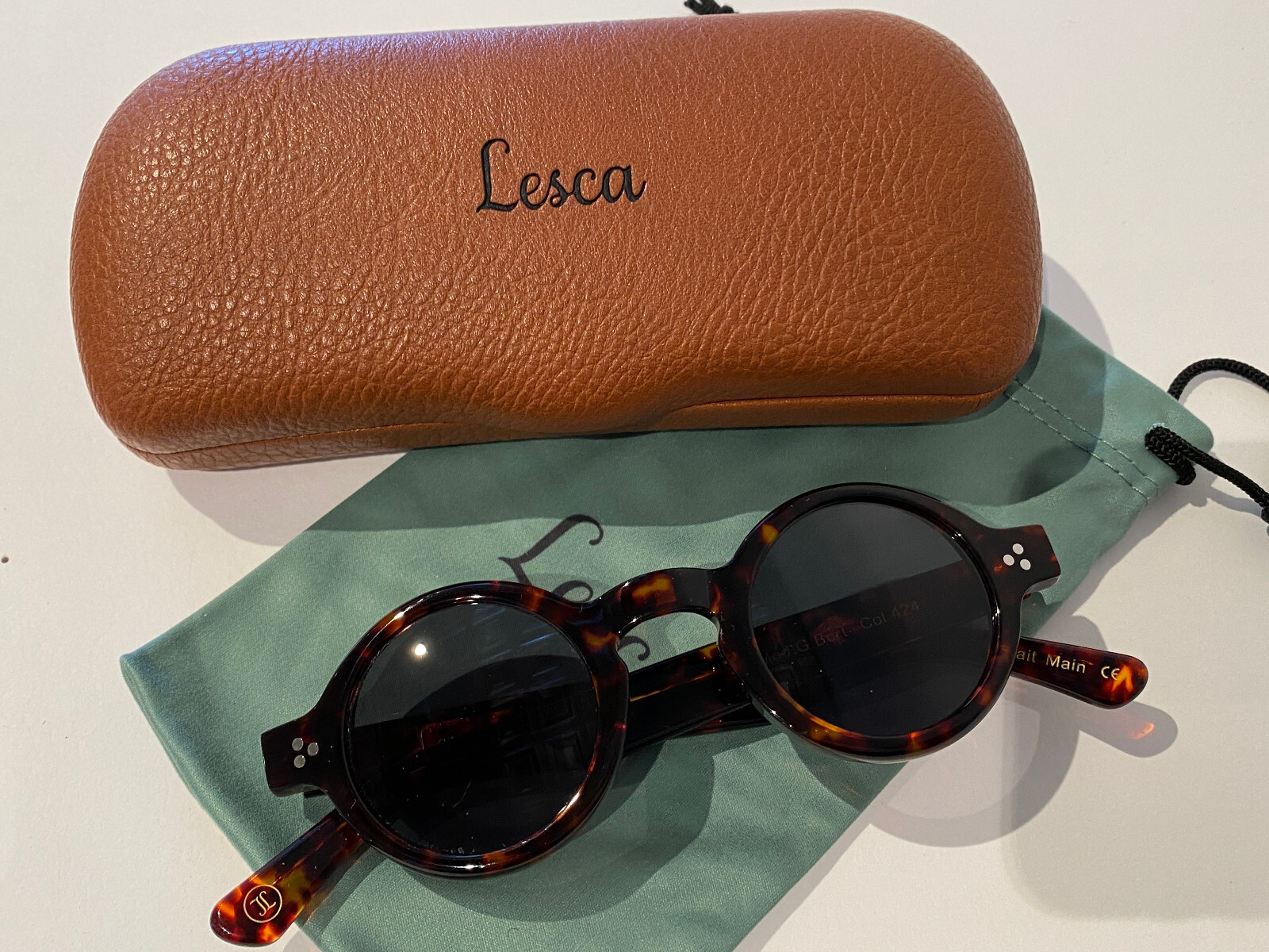 Lesca Lunetier “Burt” sunglasses in 424 dark brown tortoise / new