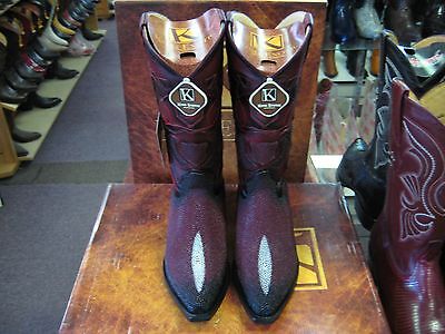 Pre-owned King Exotic Burgundy Snip Toe Genuine Stingray Western Cowboy Boot 94dr1243 In Red