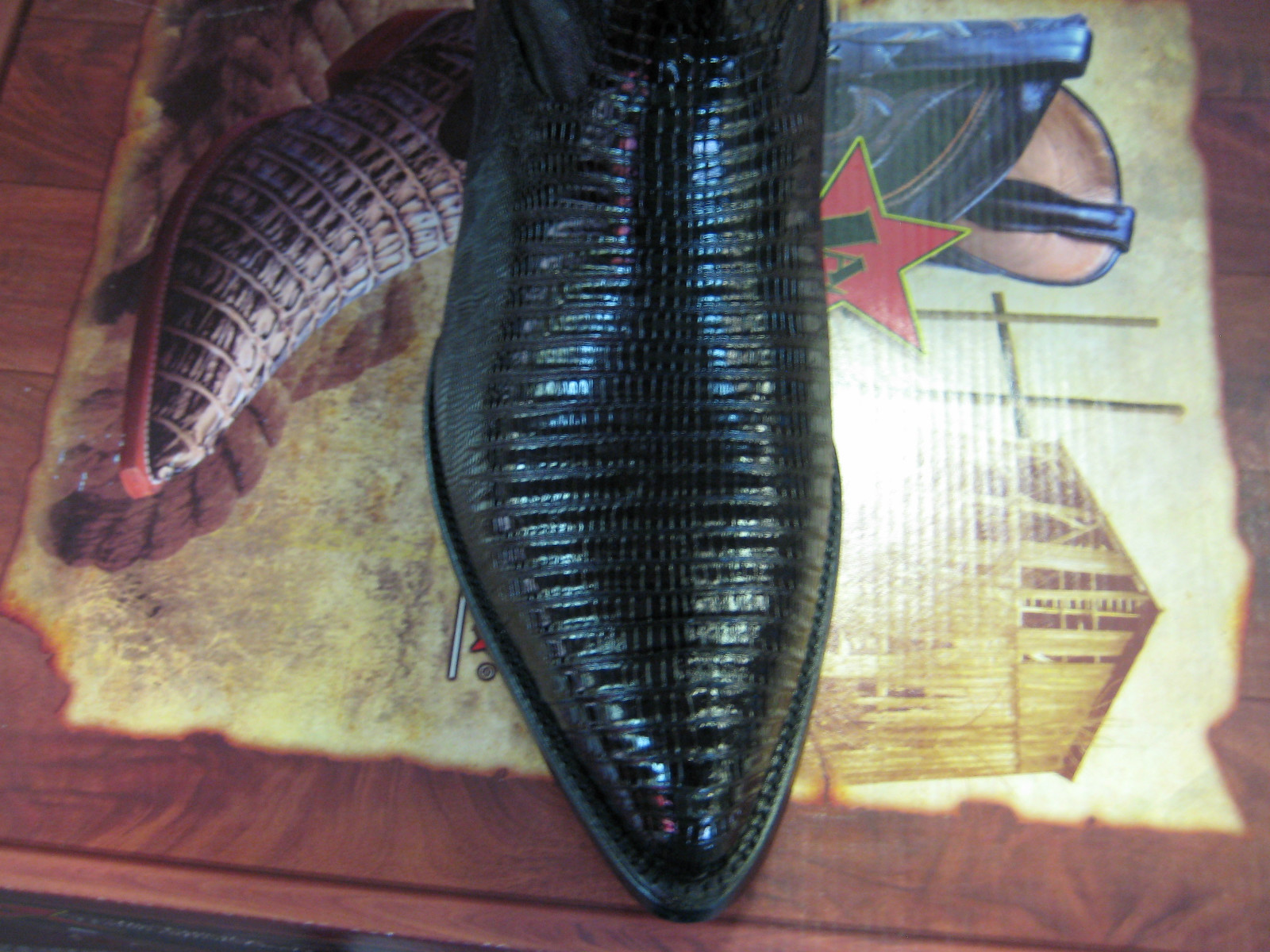 Pre-owned Los Altos Boots Los Altos Men Black Genuine Teju Lizard Western Cowboy Boot J-toe Ee+ Width