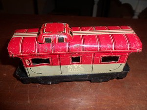 Vintage-Louis-Marx-Tin-New-York-Central-NYC-20102-Caboose-Toy-Train 