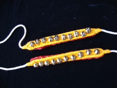 Ghungroo Pair, 1 line of Bells Mounted on Good Quality Red Pads, Ghangru, bells