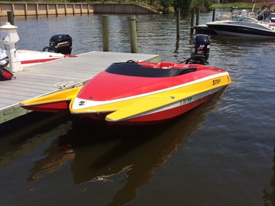 1995 STV Euro Ski w/ 2013 Mercury 300xs Optimax speed race tunnel catamaran