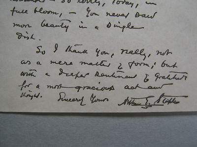 ARTHUR G. STAPLES (Died-1940)Lewiston Journal/ Signed 6 x 7 1938 Personal Letter