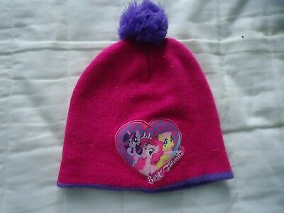Girl's One Size My Little Pony Best Friends Pink & Purple Knot Hat with Pom