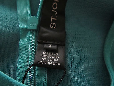 Pre-owned St John Knit 2 Pant Top Suit Verde Green Milano Knit Suede & Leggings