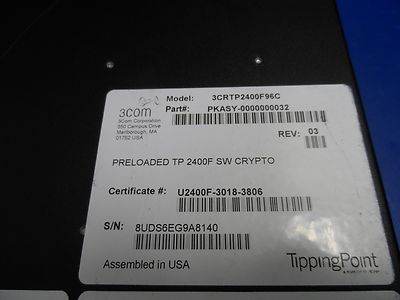 3COM TippingPoint 2400 3CRTP2400C96C Copper Intrusion Prevention Device 8x GBICS