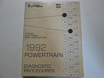 1992 JEEP WRANGLER CHEROKEE COMANCHE Powertrain Diagnostic Manual OEM Book Used 
