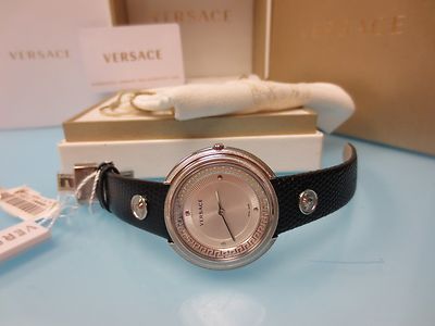 Pre-owned Versace Women's Va7010013 Thea Round Stainless Steel Silver Sunray Dial Watch