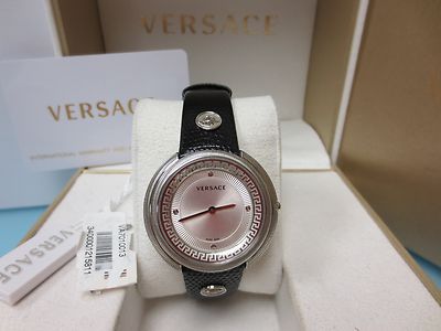 Pre-owned Versace Women's Va7010013 Thea Round Stainless Steel Silver Sunray Dial Watch