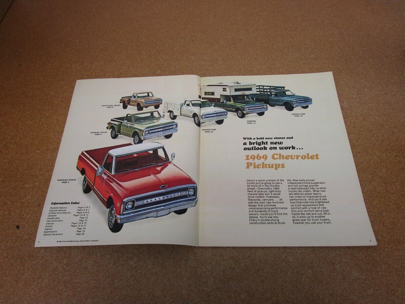 1969 Chevrolet pickup truck C10 K10 C20 K20 sales brochure 20 pg ORIGINAL