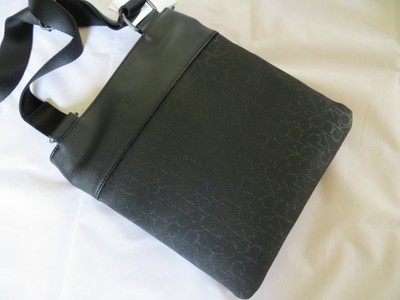 NWT Calvin Klein Crossbody Bag Messenger Flat Pack MENS BLACK COATED ...