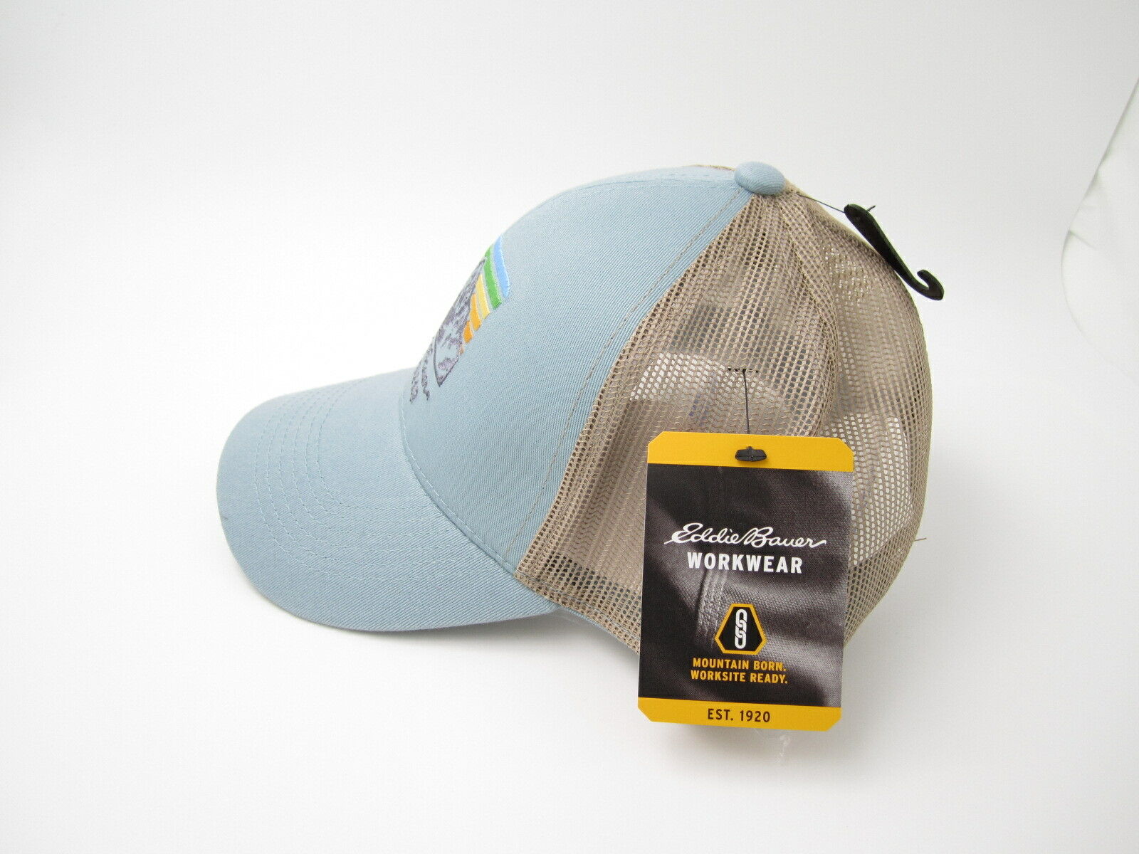 New W/ Tag Eddie Bauer Work Wear Mountain Embroidered Mesh Adjustable Hat