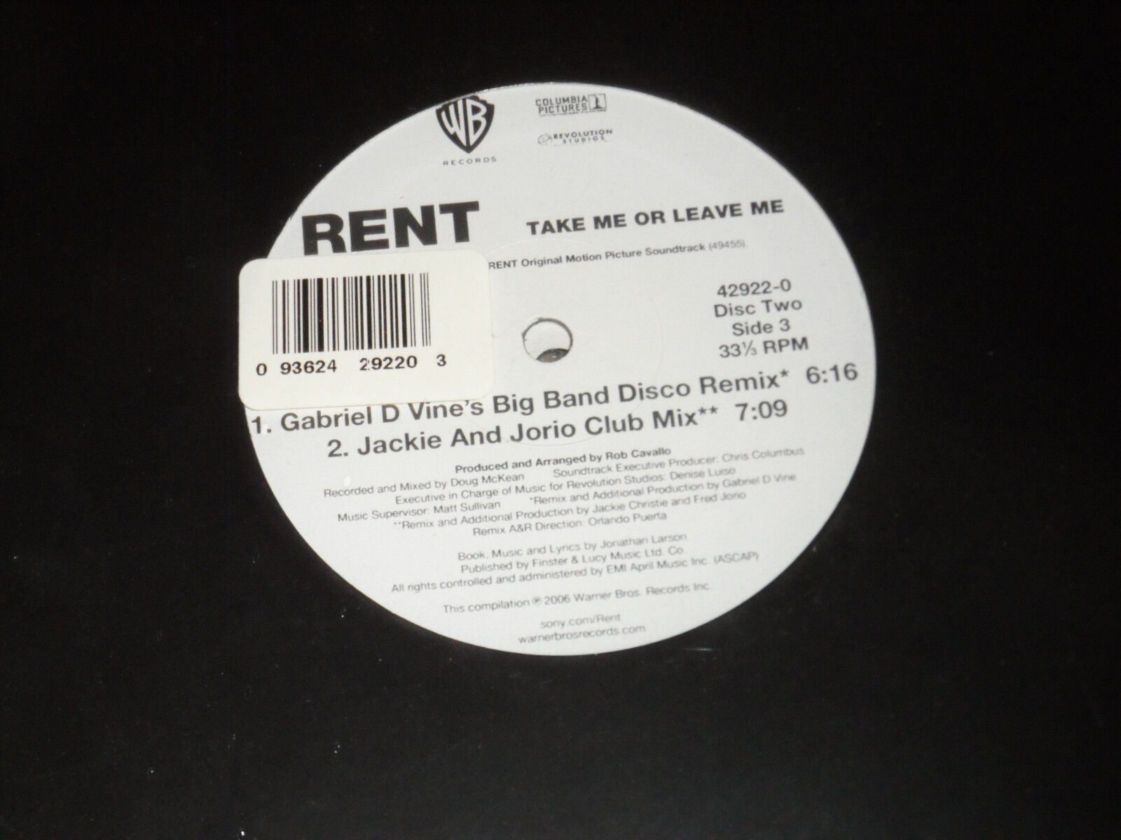 Rent - Take Me or Leave Me 12" Single BRAND NEW with REMIXES Dance