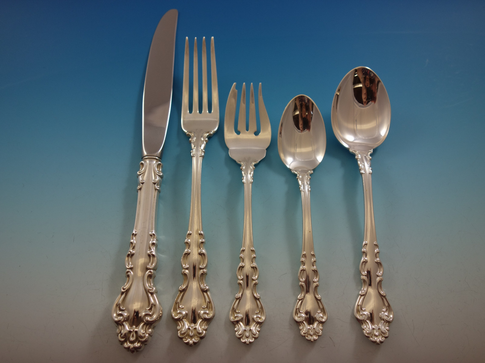 Spanish Baroque Reed & Barton Sterling Silver Flatware Set Service 64