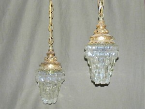 Swag Hanging Light Fixture Vanity Bath Hollywood Regency Retro 1970s