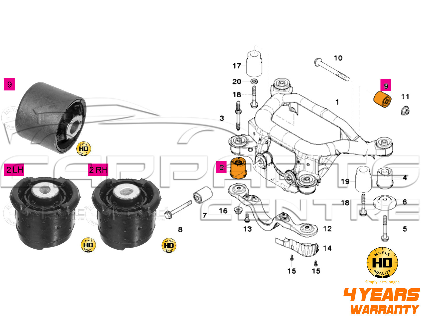 FOR BMW 3 E46 REAR AXLE TRAILING SUBFRAME DIFF ARM BUSHES BUSHING