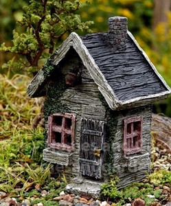 Fairy-Shed-w-Basket-hinged-door-Miniature-Fairy-Garden-Gnome-Hobbit 