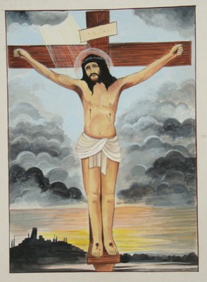 Christian Jesus Art Handmade Christ Crucifix Religious Water color Painting God