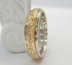 ... Men's 14k White  Yellow Gold Two Tone Artcarved Success Wedding Band