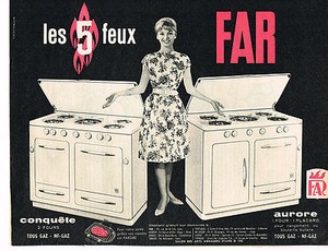 sur PUBLICITE ADVERTISING 034 1960 FAR gazinière 5 feux AURORE