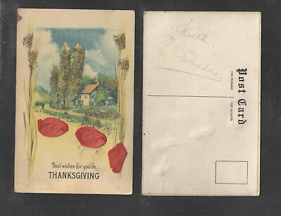 1910s BEST WISHES 4 U THANKSGIVING { ADDED SILK + GRIT FOR TEXTURE } (Best Wishes For U)