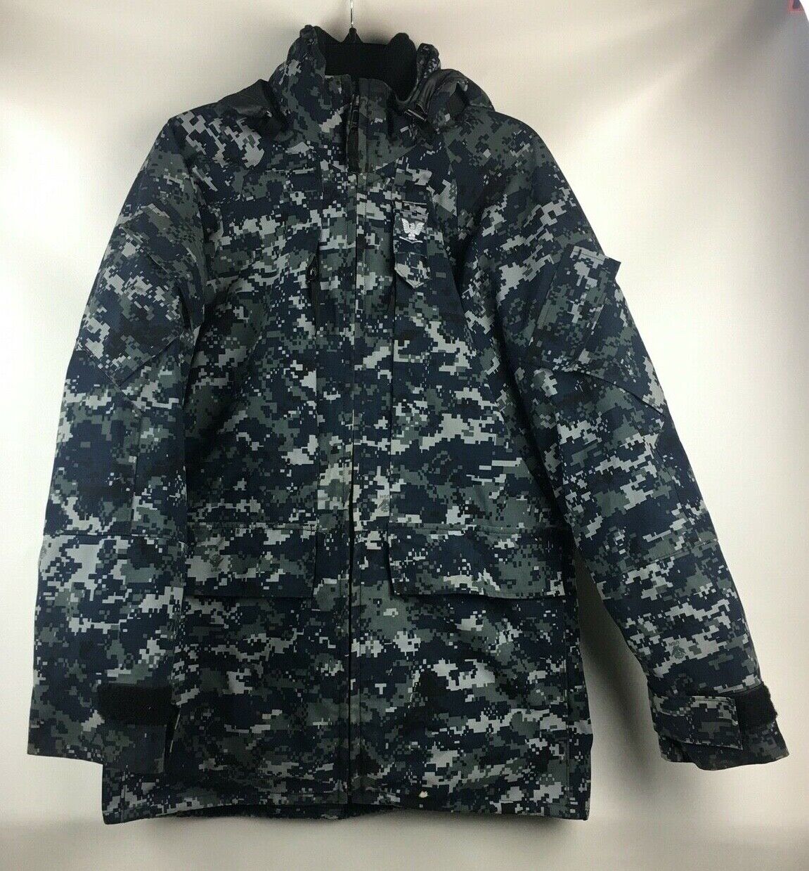 USN Navy Working Uniform NWU Type I Blue Gore-Tex Parka & Liner Small Long