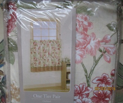 Curtains Ideas 60 wide curtains : ONE TIER PAIR ORCHARD SCARSDALE FLOWERED & PLAID CURTAINS 60