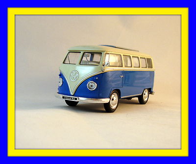 1963 VOLKSWAGEN T1 BUS METALLIC BLUE WELLY 1/32 DIECAST CAR COLLECTOR'S MODEL