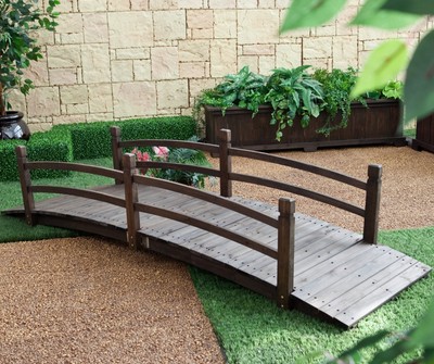 8 Foot Brown Cedar Wood Garden Bridge ...