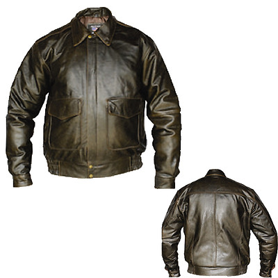 Pre-owned Allstate Leather Classic Retro Brown Leather Bomber Flight Pilot Biker Motorcycle Jacket Coat