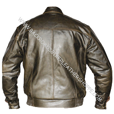 Pre-owned Allstate Leather Classic Retro Brown Leather Bomber Flight Pilot Biker Motorcycle Jacket Coat