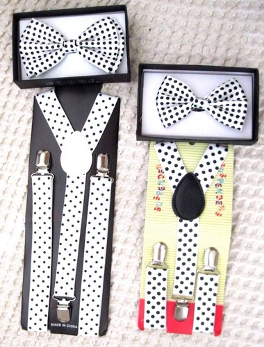 Father-Son-White-Black-Polka-Dots-Adjustable-Bow-Tie-Adjustable-Suspenders