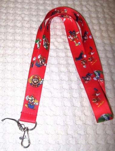 Nintendo-Blue-Mario-Brothers-Lanyard-Landyard-ID-Holder-Keychain-New-w-Tags