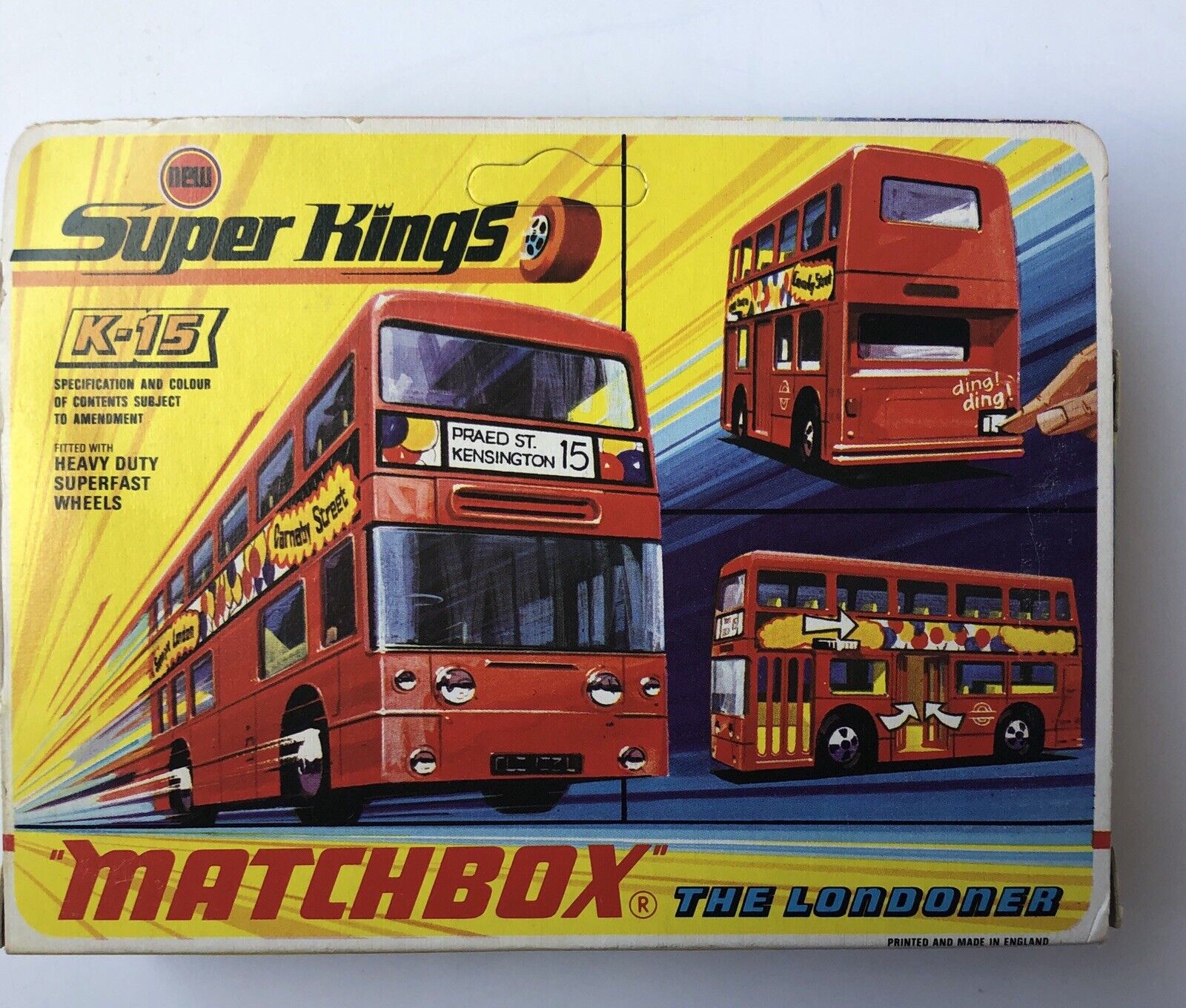 1973 MATCHBOX SUPERKINGS K-15 THE LONDONER DOUBL DECKER BUS MIB UNPUNCHED