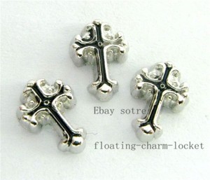 locket charm cross charm  3pcs FC161 Cross floating Locket  living memory Charm locket Fit  Floating