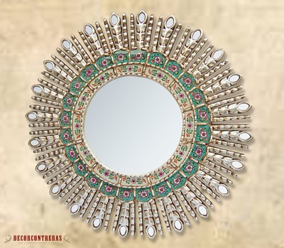 Silver Round Decorative Wall Mirror - Mohena ...