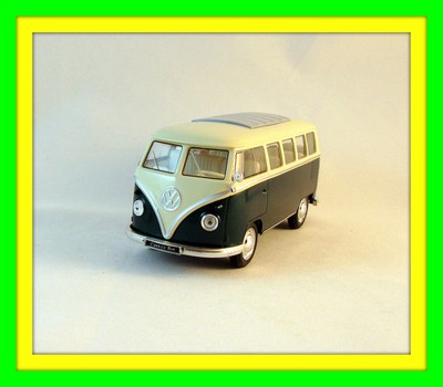 1963 VOLKSWAGEN T1 BUS DARK GREEN WELLY 1/32 DIECAST CAR COLLECTOR'S MODEL , NEW