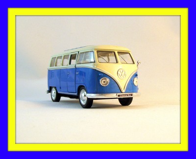 1963 VOLKSWAGEN T1 BUS METALLIC BLUE WELLY 1/32 DIECAST CAR MODEL,RARE , NEW