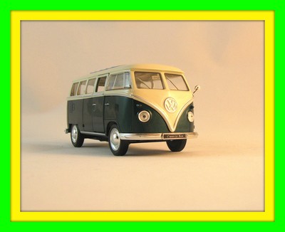 1963 VOLKSWAGEN T1 BUS DARK GREEN WELLY 1/32, DIECAST COLLECTOR'S CAR MODEL, NEW