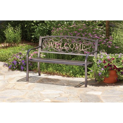 Garden Bench Black Metal Outdoor Patio Furniture ...