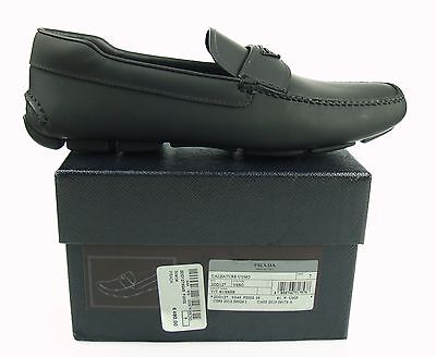 Pre-owned Prada $690 Men's Loafers Driver Mocassins Shoes 100%autentich Made In Italy 6cps In Black