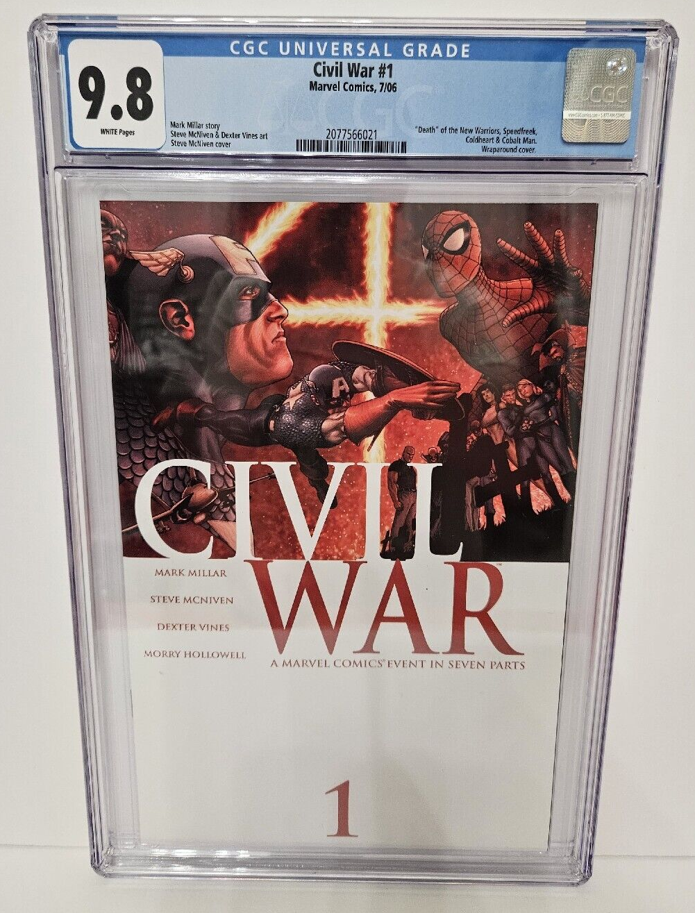 CGC 9.8 Civil War #1 2006 Death of New Warriors McNiven Cover Wraparound Cover