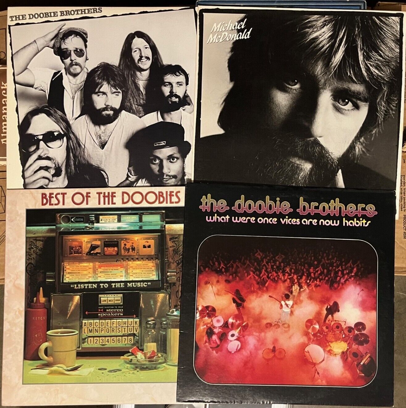 DOOBIE BROTHERS + MICHAEL MCDONALD LP LOT - BEST OF/WHAT VICES NOW HABITS vinyl