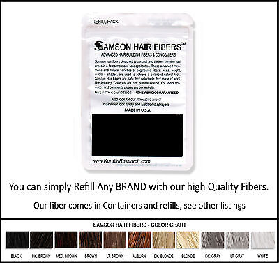 Samson Best Hair Loss Concealer Building Fibers BLACK 25g Refill Made In USA