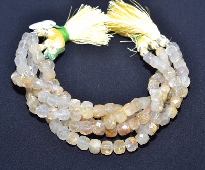 100% Natural Golden Rutile Quarts Faceted Cube Box Beads6-8 mm Approx