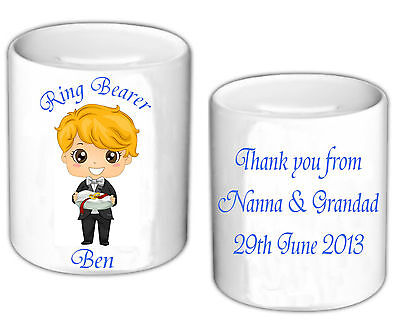 Personalised Money Box Thank You Gift Usher Best Man Page Boy Ring Bearer (Best Ring Bearer Gifts)