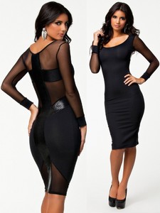 ... -SEMI-SHEER-LEATHER-INSERT-BODYCON-CELEB-DRESS-TOWIE-CLUB-PARTY-DRESS