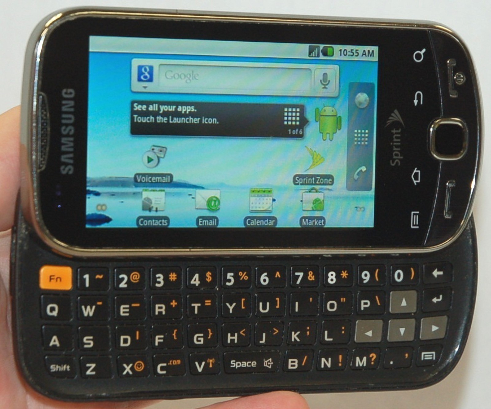 Samsung Intercept M910 Android Cell Phone Sprint Steel Gray keyboard