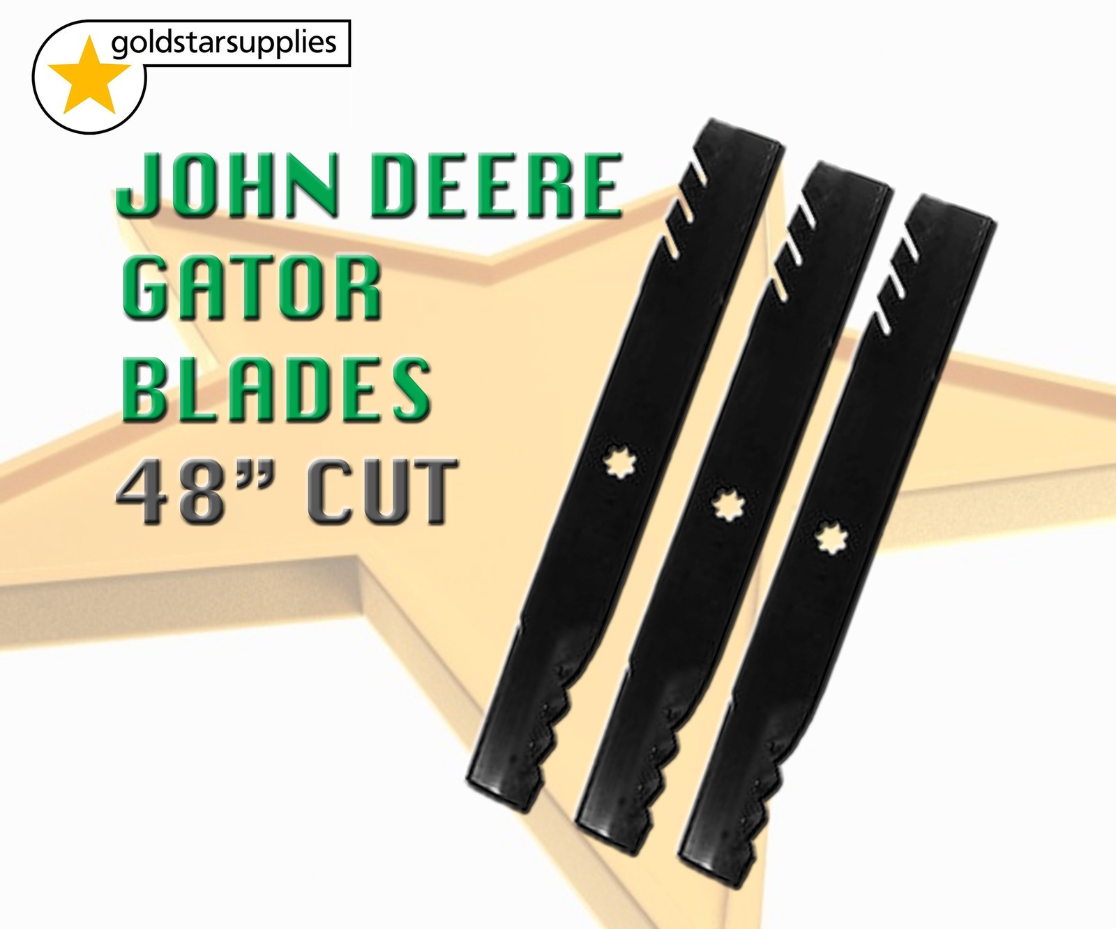 3 x GATOR mower blades suit JOHN DEERE 48" deck models very, very