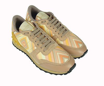 Pre-owned Valentino Garavani $750 Woman Shoes Fashion Sneakers Woman 女鞋 100%aut. In Beige